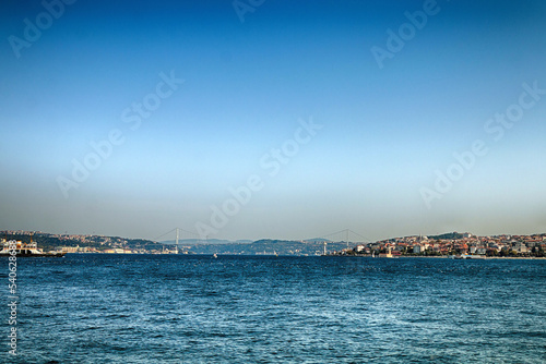 Sea shore. View of the Bosphorus and bridge.