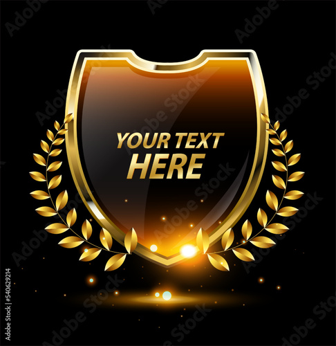 Gold and black shield with gold laurels