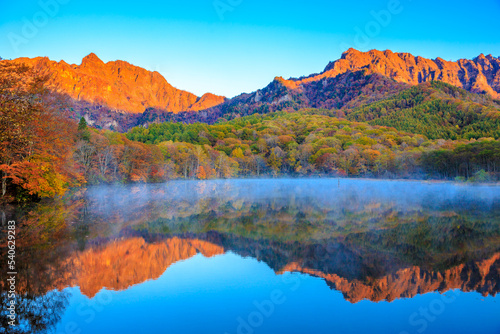 autumn landscape with lake and mountains © mutai