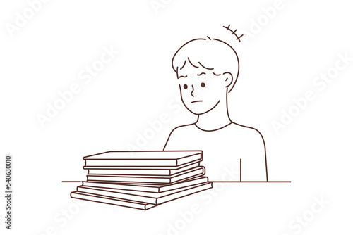Unhappy child unmotivated about studying 
