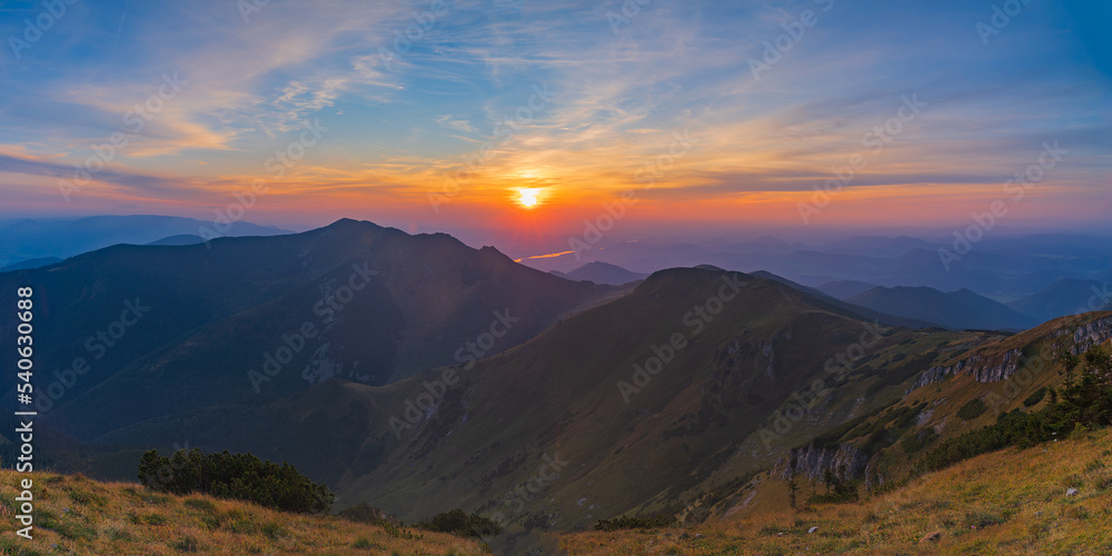 Sunset on the ridge of a Small Fatra, Slovakia.