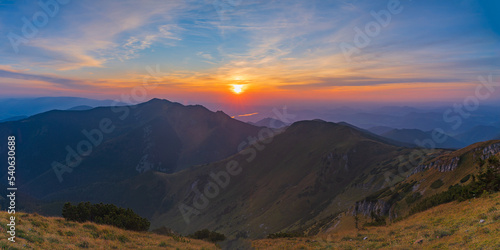 Sunset on the ridge of a Small Fatra, Slovakia.