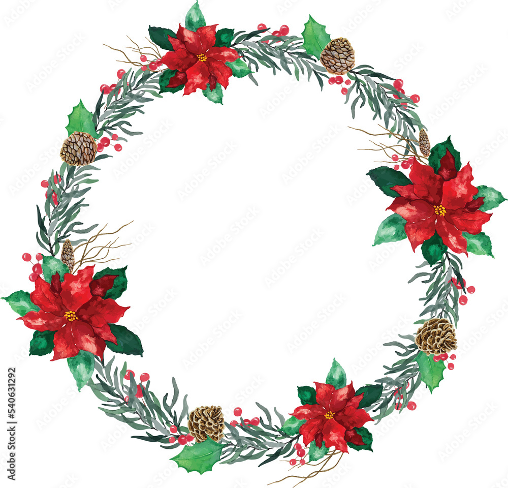 Mistletoe Christmas over white background using hand draw water colour illustration vector - Christmas celebration decoration object concept Mistletoe Christmas over white background using hand draw water colour illustration vector - Christmas celebration decoration object concept