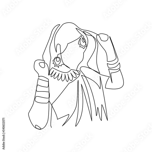 Vector illustration of indian woman drawn in line art style