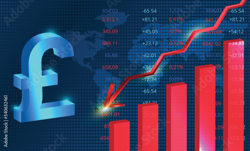Decrease in Pound rate.Global Pound value fluctuation concept