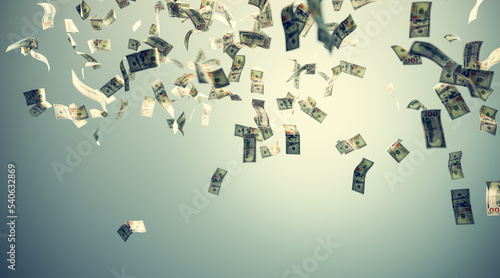 Money falling - one hundred US dollar bills