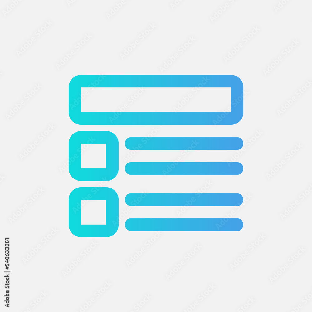 Layout icon in gradient style, use for website mobile app presentation Layout icon in gradient style, use for website mobile app presentation