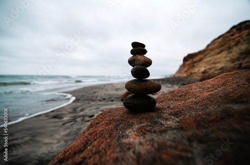 pebble piling at the beach