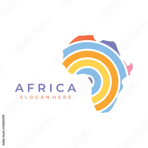 Abstract African continent map logo template design, africa travel and tours. With vector design concept.