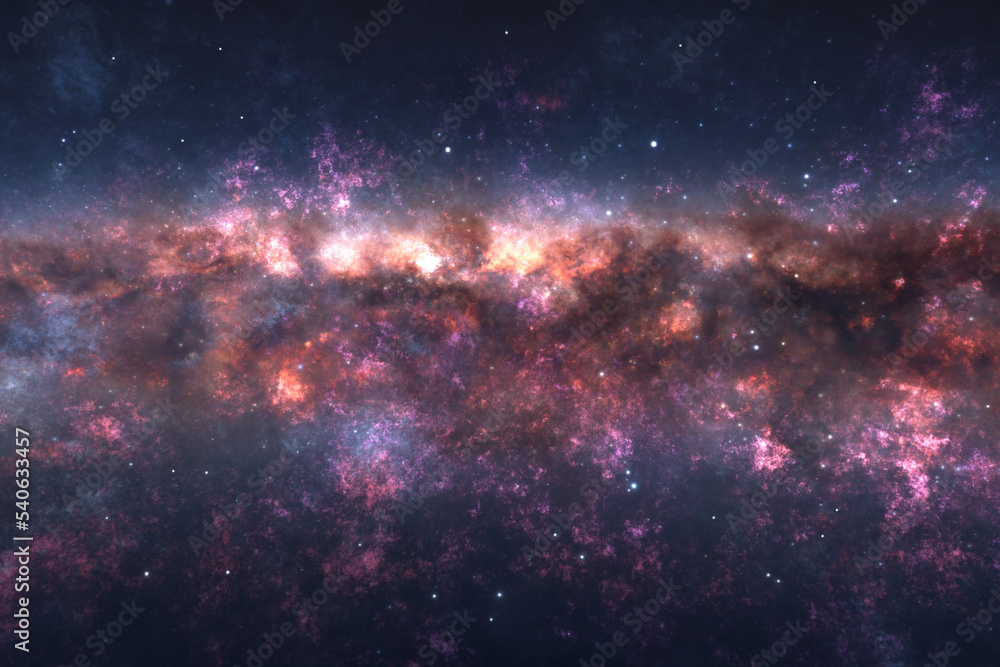Fototapeta premium Night sky with space nebula, glowing stars and magical galaxy