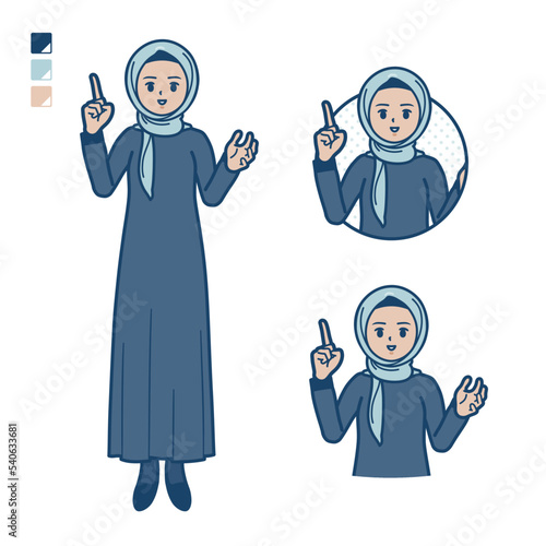 ヒジャブを身につけたアラビア人女性が話しているイラスト