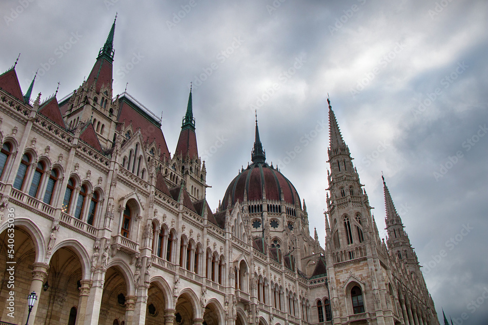 Hungary. Budapest. Beautiful panorama of the city in cloudy weather.