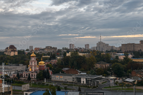 Panorama of the central part of Kharkiv with the Cathedral of Three Saints, Ukraine, October 3, 2022