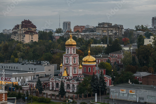 Panorama of the central part of Kharkiv with the Cathedral of Three Saints, Ukraine, October 3, 2022