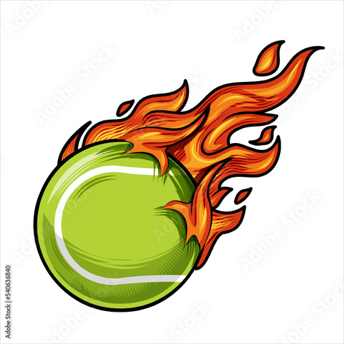 tennis on fire Vector illustration.