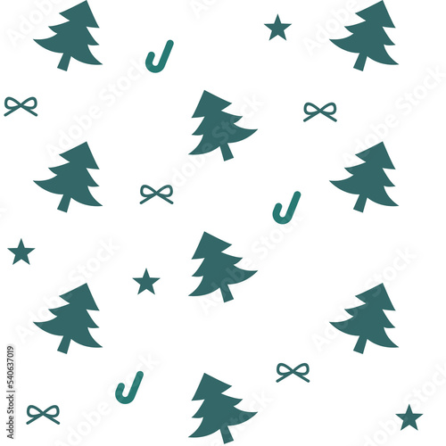 Christmast icon vector seamless pattern, cute seamless pattern with Сhristmas decorations on green background, happy holidays tree and snowflakes icon