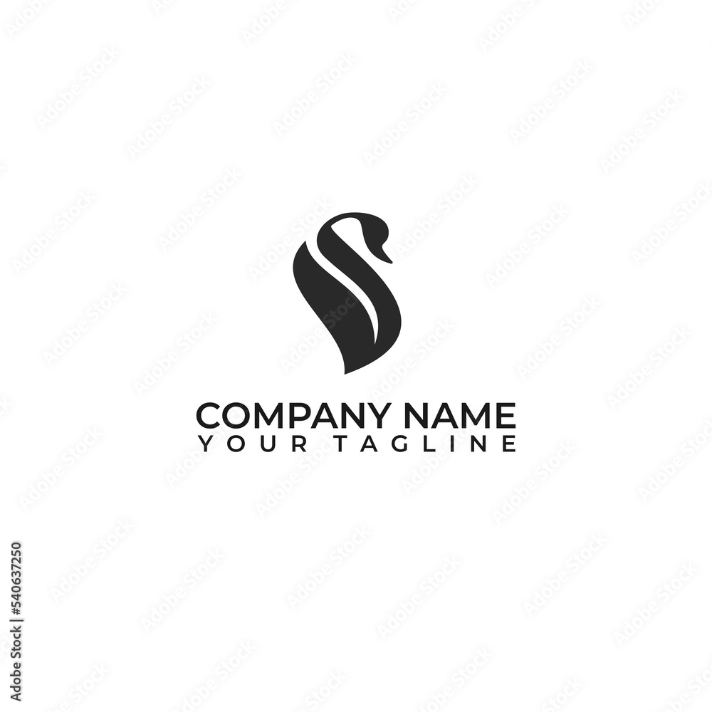 Naklejka premium Swan logo, goose or duck icon design vector in trendy and abstract luxury design