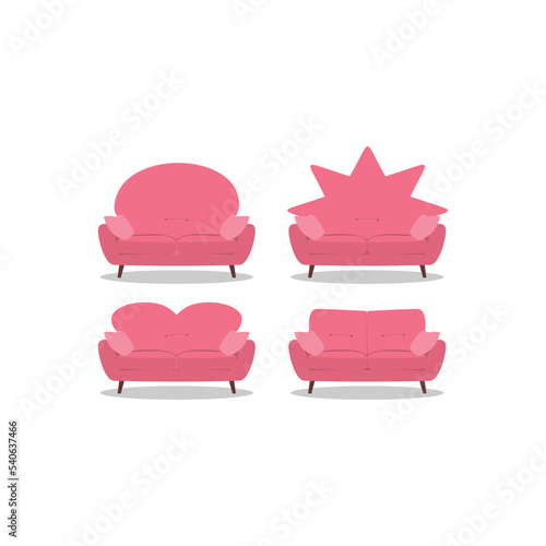 Couch icon vector illustration in flat design interior for living room, couch interior object indoor furniture relax room