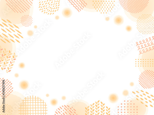 オレンジ色の手描き風の幾何学模様の温かいイメージのフレーム