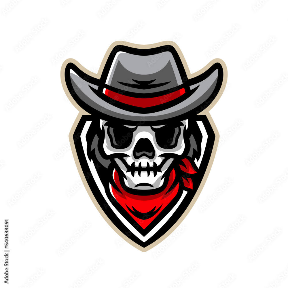 Skull bandit cowboy sport mascot logo design Skull bandit cowboy sport mascot logo design