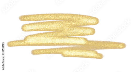 Hand drawn Gold textured paint Brush stroke. Isolated Golden Ink elements