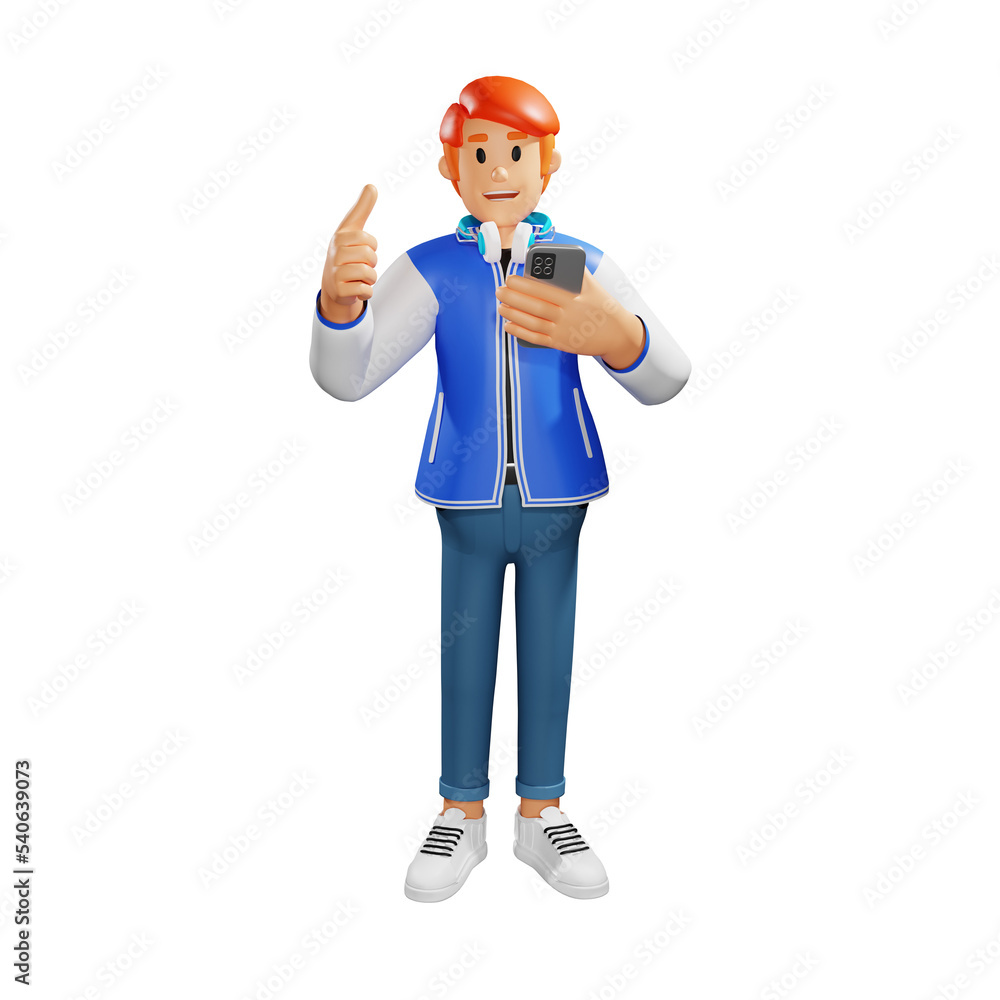 Red haired young people got an idea 3d character illustration