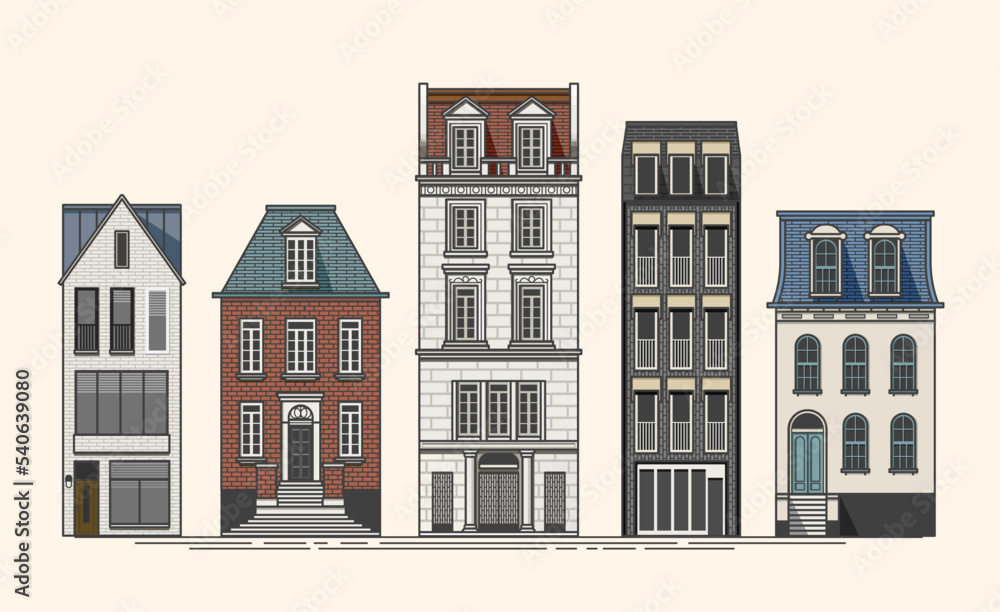 illustration of buildings and House , vector , jpg