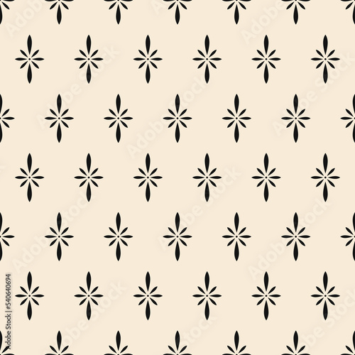 Vector geometric seamless pattern in beige and black colors with diaper ornament. Classic design is perfect for textile, interior decor, invitations, cards, etc