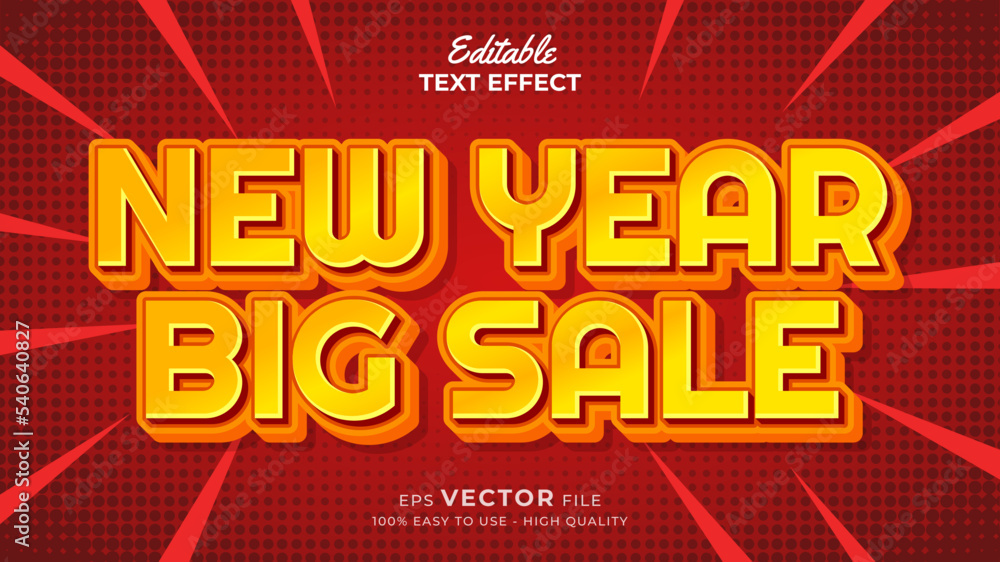 Editable text style effect - new year special promotion big sale 3d text effects