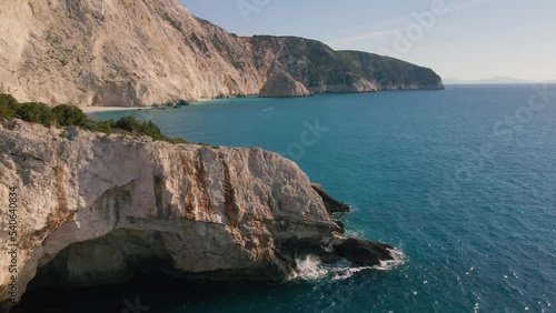 Wallpaper Mural Secluded Paradise In Concave Pale Cliffs In Porto Katsiki Beach, Ionian Island Of Lefkada, Greece. Aerial Drone Shot Torontodigital.ca