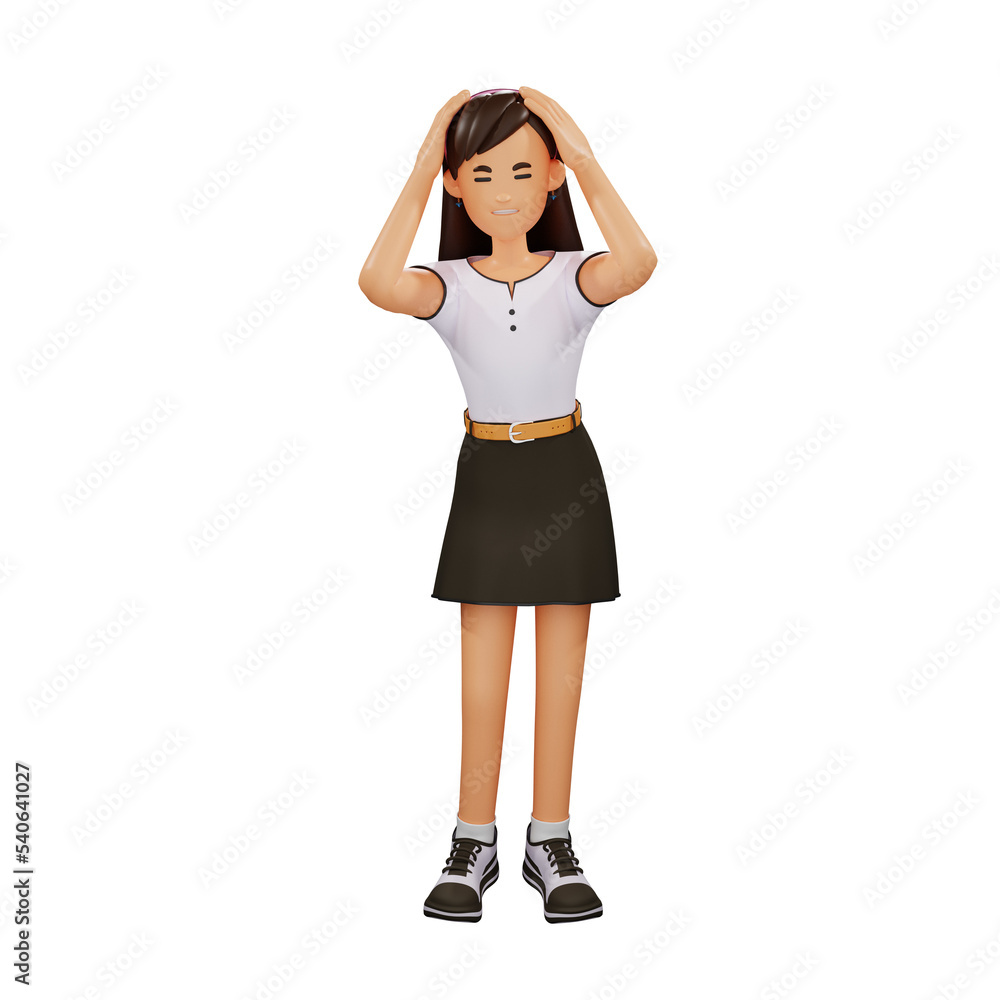 Young girl people dizzy 3d character illustration Young girl people dizzy 3d character illustration