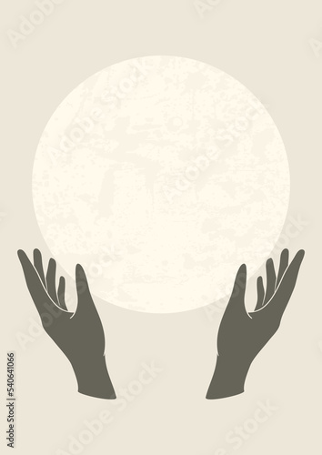 Full moon boho minimalist printable wall art.