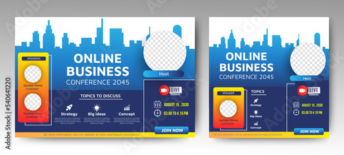 Online Business training webinar conference banner. Business webinar invitation design. 