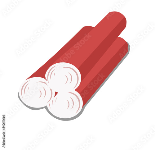Crab stick isolated on white background. Vector of shabu-sukiyaki ingredients