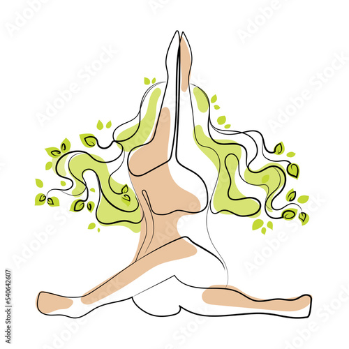 Yoga Woman logo emblem template vector illustration on white.Beautiful woman sitting in lotus position doing asana,meditating.Fitness, yoga and meditation concept.Healthy lifestyle