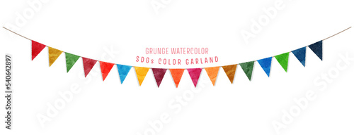 Grunge watercolor garland decoration (SDGs color)