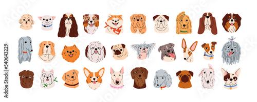 Print op canvas Cute dogs faces set