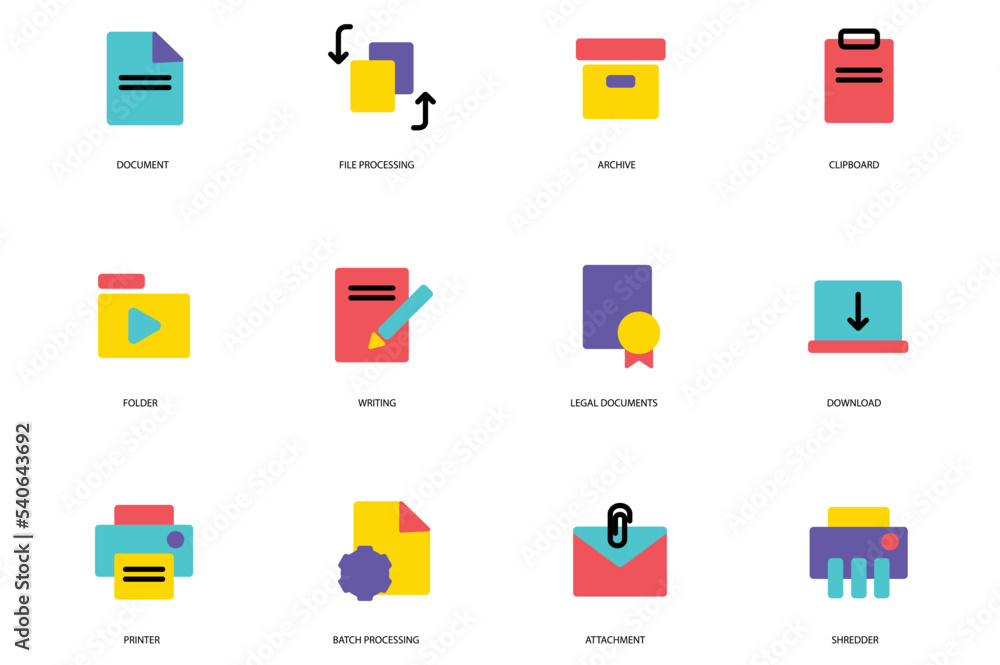 Document set of icons concept in the flat cartoon design. Document and in that form they can be. Vector illustration.