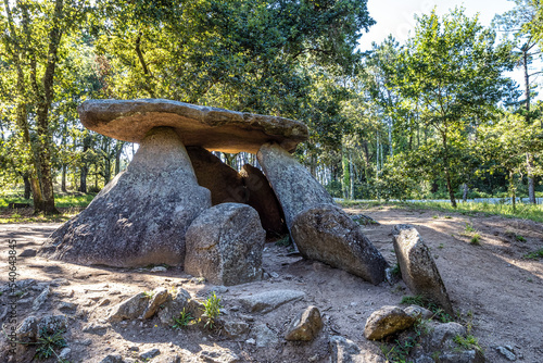 Prehistoric megalithic Dolmen de Axeitos at Riveira, Rias Baixas, Coruna, Galicia, Spain © rudiernst