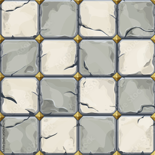 Chessboard dark and light tile, bricks game background in cartoon style, seamless textured surface. Ui game asset, road or floor material