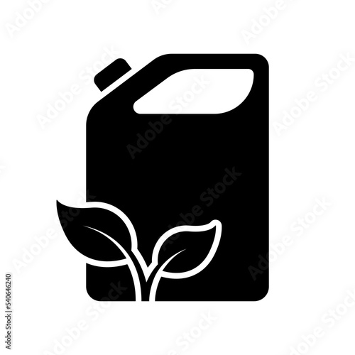 Canister for Eco Gasoline Silhouette Icon. Fuel Can for Natural Diesel or Gas Glyph Pictogram. Container for Organic Liquid Icon. Petrol Bottle. Ecological Jerrycan Sign. Isolated Vector Illustration