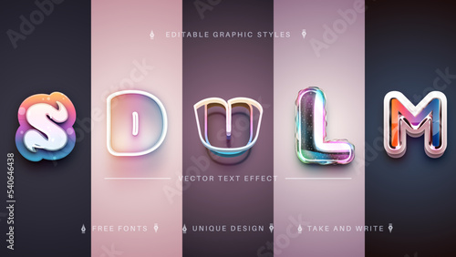 Set 5 Rainbow Editable Text Effects, Font Styles