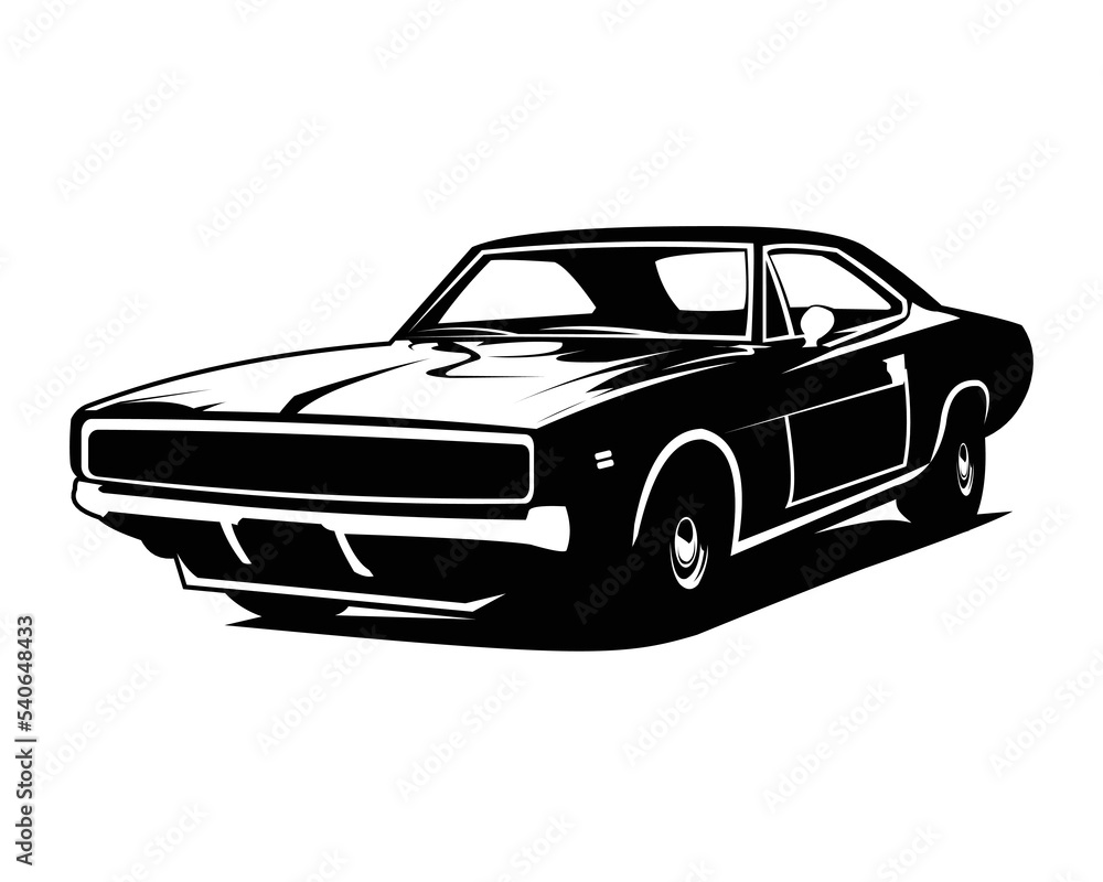 muscle car vector from the side. best for badges, black isolated emblem on design
