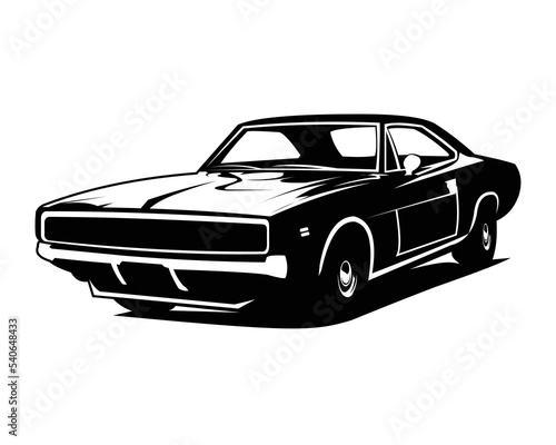 muscle car vector from the side. best for badges, black isolated emblem on design
