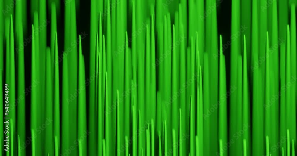 3d render with green elongated thinning cylinders, soft focus 3d render with green elongated thinning cylinders, soft focus