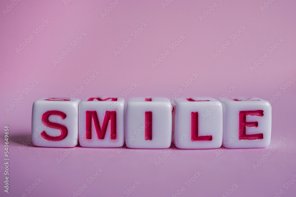 smile word with red cube letters, feelings and emotions smile word with red cube letters, feelings and emotions