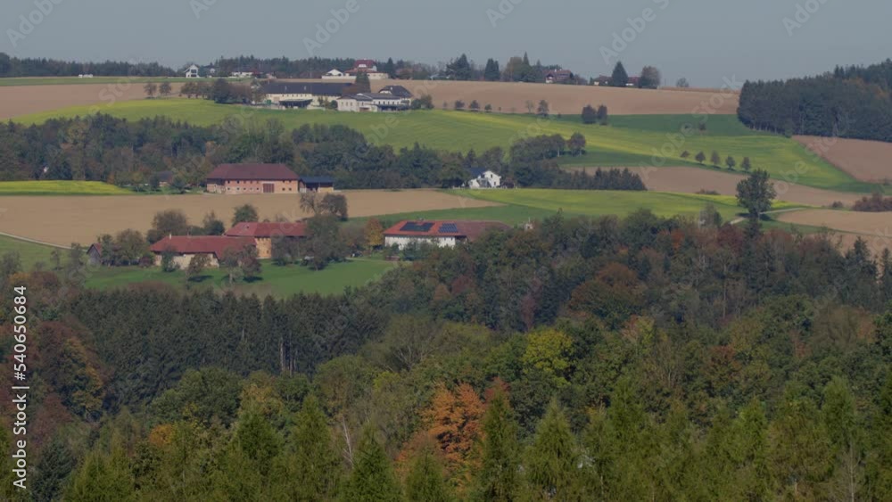 farmhouses in rural landscape in Upper Austria in autumn farmhouses in rural landscape in Upper Austria in autumn