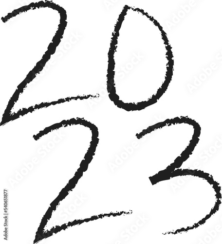 2023 Happy New Year Numeric. Grunge Brushstroke Text