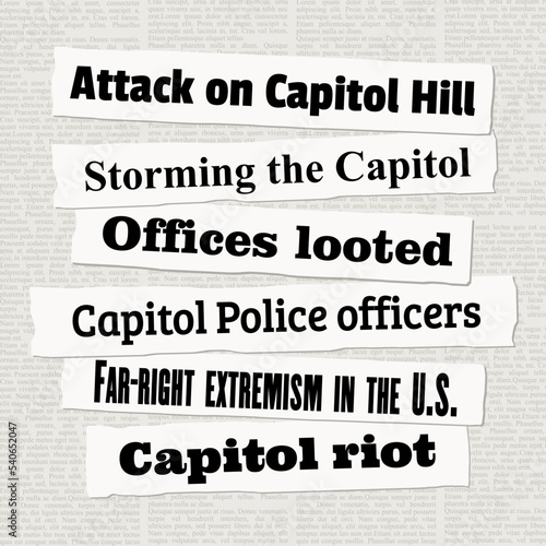 US Capitol attack news. American right wing extremism.