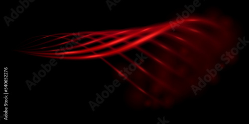 Red light beams with bokeh effect. Warm and hot air flow